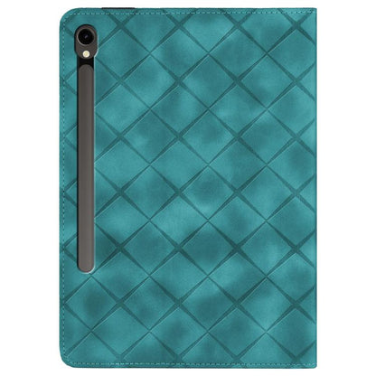 For Samsung Galaxy Tab S10 / S9 FE Rhombus Embossing Leather Tablet Case(Green) by bashfashion