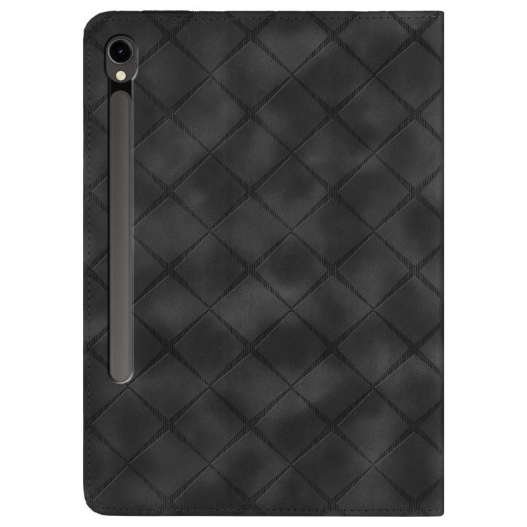 For Samsung Galaxy Tab S10 / S9 FE Rhombus Embossing Leather Tablet Case(Black) by bashfashion