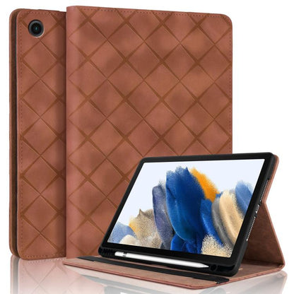 For Samsung Galaxy Tab A11+ / A9+ Rhombus Embossing Leather Tablet Case(Brown) by bashfashion