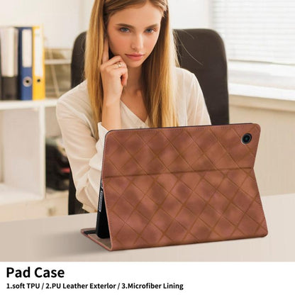 For Samsung Galaxy Tab A11+ / A9+ Rhombus Embossing Leather Tablet Case(Brown) by bashfashion