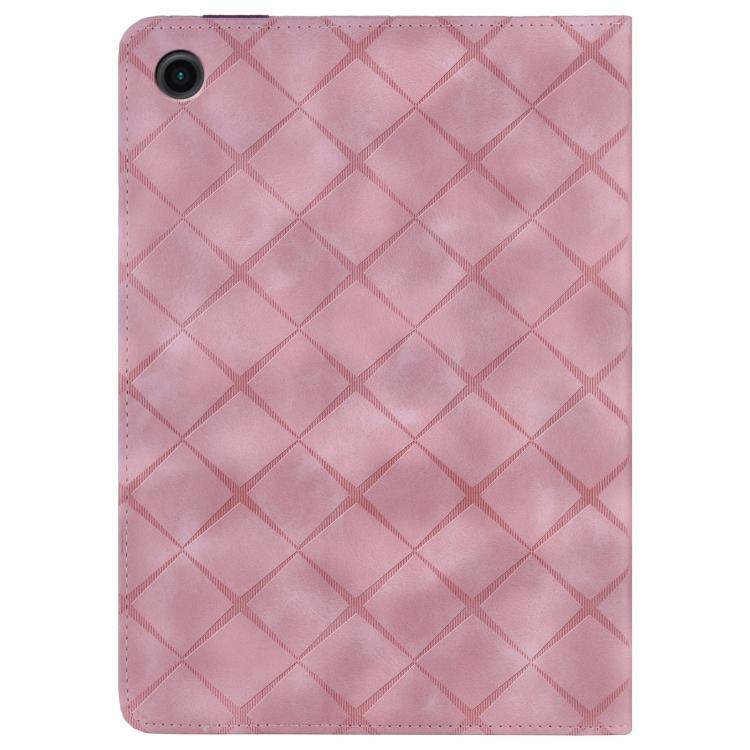 For Samsung Galaxy Tab A11 / A9 Rhombus Embossing Leather Tablet Case(Pink) by bashfashion