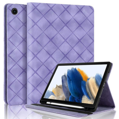For Samsung Galaxy Tab A11 / A9 Rhombus Embossing Leather Tablet Case(Purple) by bashfashion