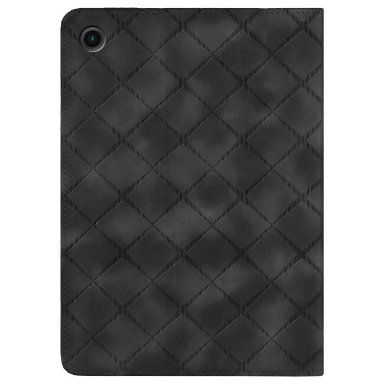 For Samsung Galaxy Tab A11 / A9 Rhombus Embossing Leather Tablet Case(Black) by bashfashion