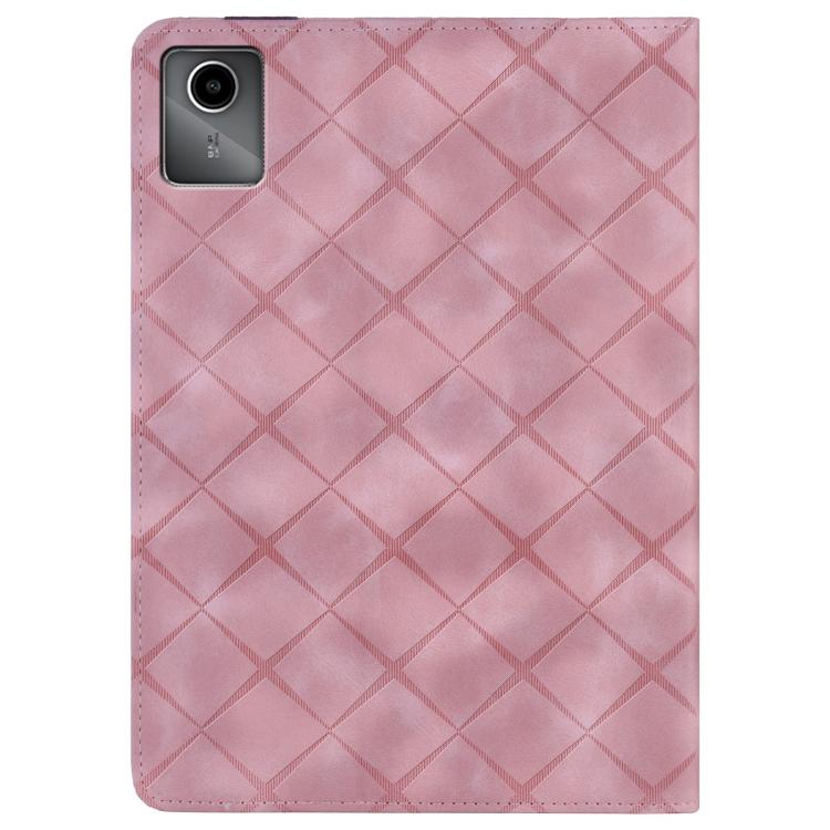 For Lenovo Tab M11 / Xiaoxin Pad 11 2024 Rhombus Embossed Leather Smart Tablet Case(Pink) by bashfashion
