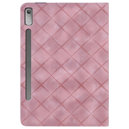 For Lenovo Xiaoxin Pad Pro 12.7 2023 / P12 Rhombus Embossing Leather Tablet Case(Pink) by bashfashion