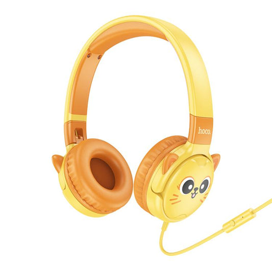 hoco W61 Voice Children Head-mounted Wired Earphone(Sun Yellow) by hoco