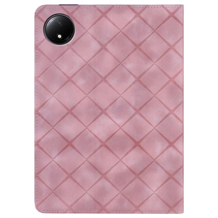 For Xiaomi Redmi Pad SE 8.7 Rhombus Embossed Leather Smart Tablet Case(Pink) by bashfashion