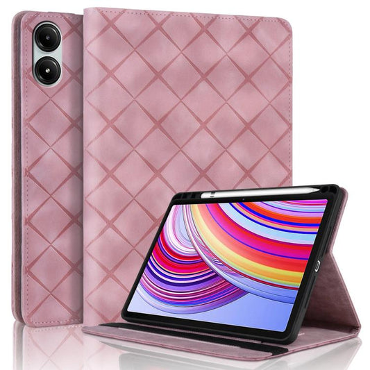 For Xiaomi Redmi Pad Pro 12.1 2024 Rhombus Embossing Leather Tablet Case(Pink) by bashfashion