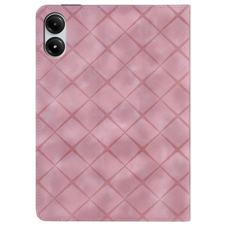 For Xiaomi Redmi Pad Pro 12.1 2024 Rhombus Embossing Leather Tablet Case(Pink) by bashfashion