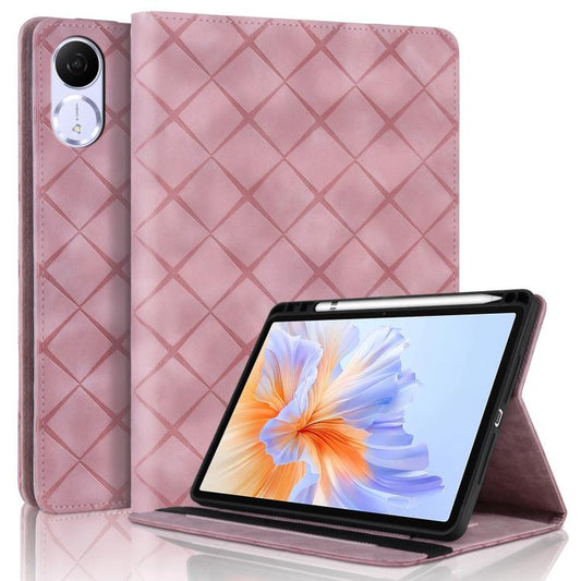 For Honor Pad V9 11.5 Rhombus Embossing Leather Tablet Case(Pink) by bashfashion