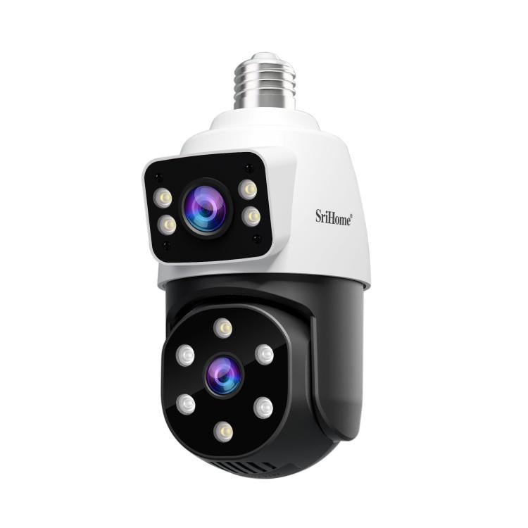 SriHome SH068 E27 4MP HD Dual Lens Light Bulb Camera Outdoor IP66 Waterproof(White) by SriHome