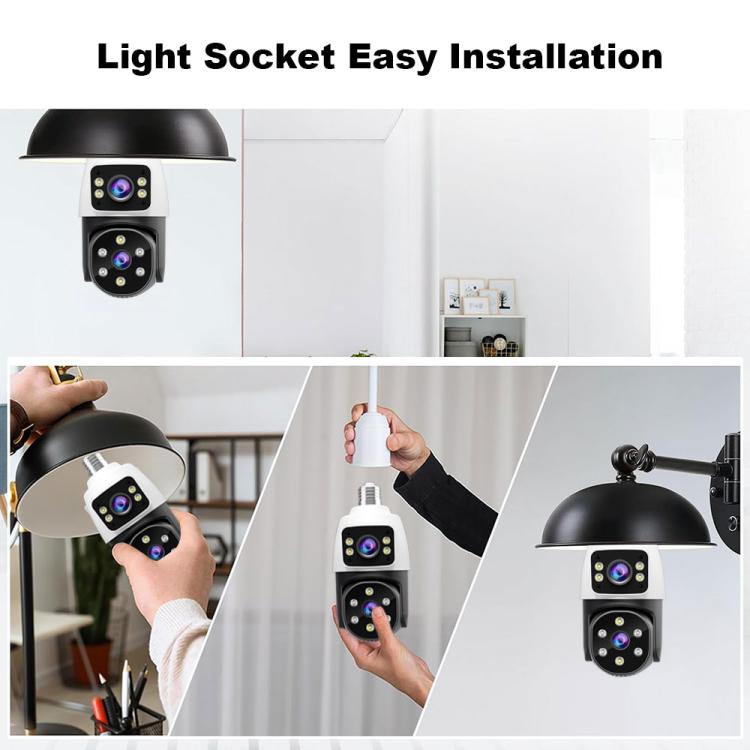 SriHome SH068 E27 4MP HD Dual Lens Light Bulb Camera Outdoor IP66 Waterproof(White) by SriHome