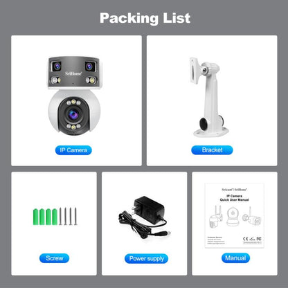 SriHome SH055B 8MP HD Multi-lens Super Wide Angle Panoramic PTZ Dome Camera(EU Plug) by SriHome