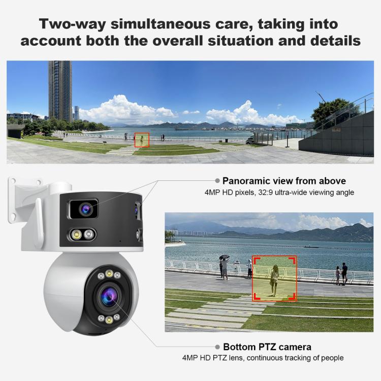 SriHome SH055B 8MP HD Multi-lens Super Wide Angle Panoramic PTZ Dome Camera(UK Plug) by SriHome