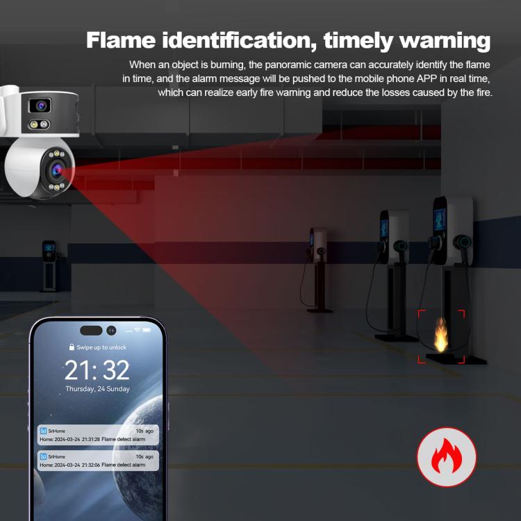 SriHome SH055B 8MP HD Multi-lens Super Wide Angle Panoramic PTZ Dome Camera(EU Plug) by SriHome