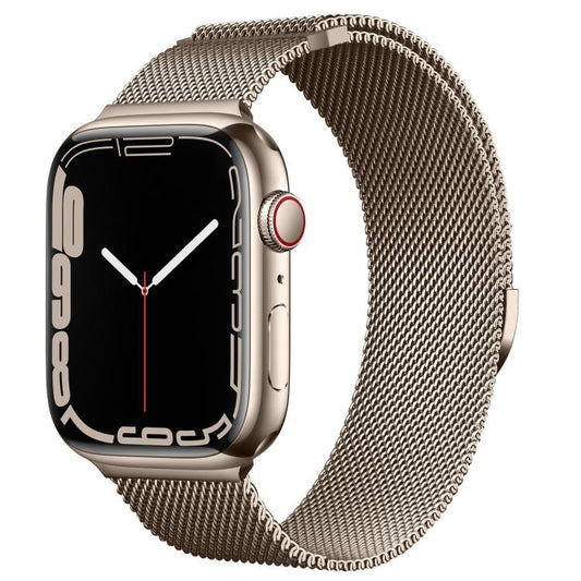 For Apple Watch 42mm / 41mm / 40mm / 38mm Kalebol Semi-circular Milanese Stainless Steel Strap(Vintage Gold) by Kalebol