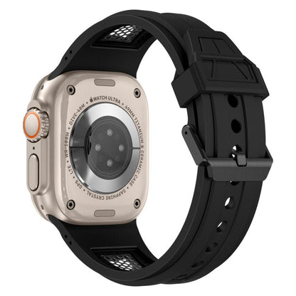 For Apple Watch 46mm / 49mm / 45mm / 44mm Kalebol Honeycomb TPU Black Mesh Strap(Black Black Net) by Kalebol