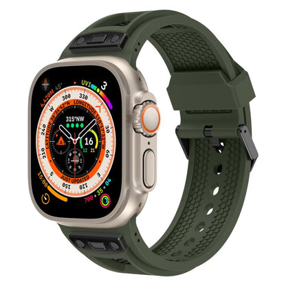 For Apple Watch 46mm / 49mm / 45mm / 44mm Kalebol Honeycomb TPU Black Mesh Strap(Army Green Black Net) by Kalebol