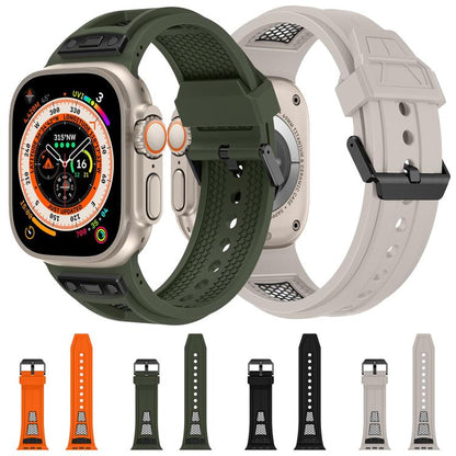 For Apple Watch 46mm / 49mm / 45mm / 44mm Kalebol Honeycomb TPU Black Mesh Strap(Black Black Net) by Kalebol