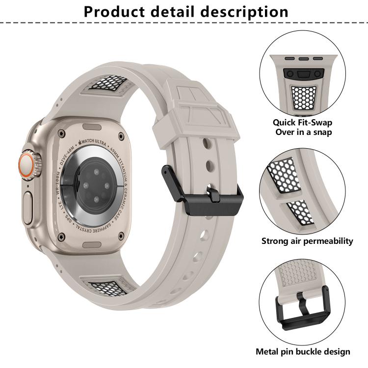 For Apple Watch 46mm / 49mm / 45mm / 44mm Kalebol Honeycomb TPU Black Mesh Strap(Black Black Net) by Kalebol