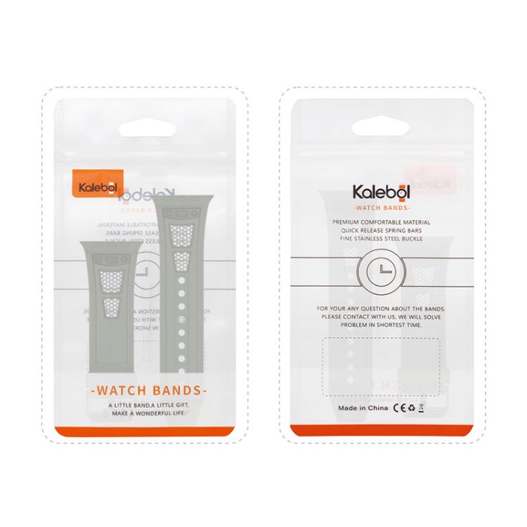 For Apple Watch 46mm / 49mm / 45mm / 44mm Kalebol Honeycomb TPU Black Mesh Strap(Orange Black Net) by Kalebol