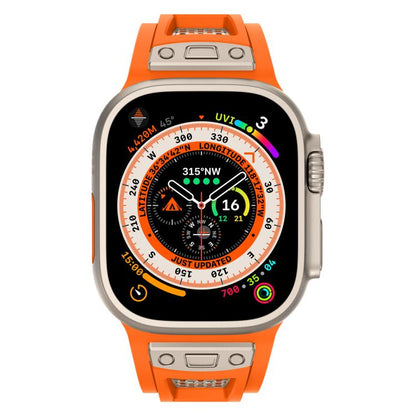 For Apple Watch 46mm / 49mm / 45mm / 44mm Kalebol Honeycomb TPU Titanium Mesh Strap(Orange Titanium Net) by Kalebol