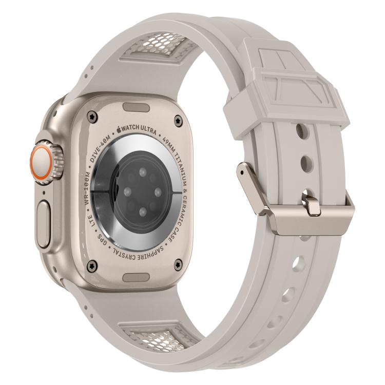 For Apple Watch 46mm / 49mm / 45mm / 44mm Kalebol Honeycomb TPU Titanium Mesh Strap(Starlight Titanium Net) by Kalebol