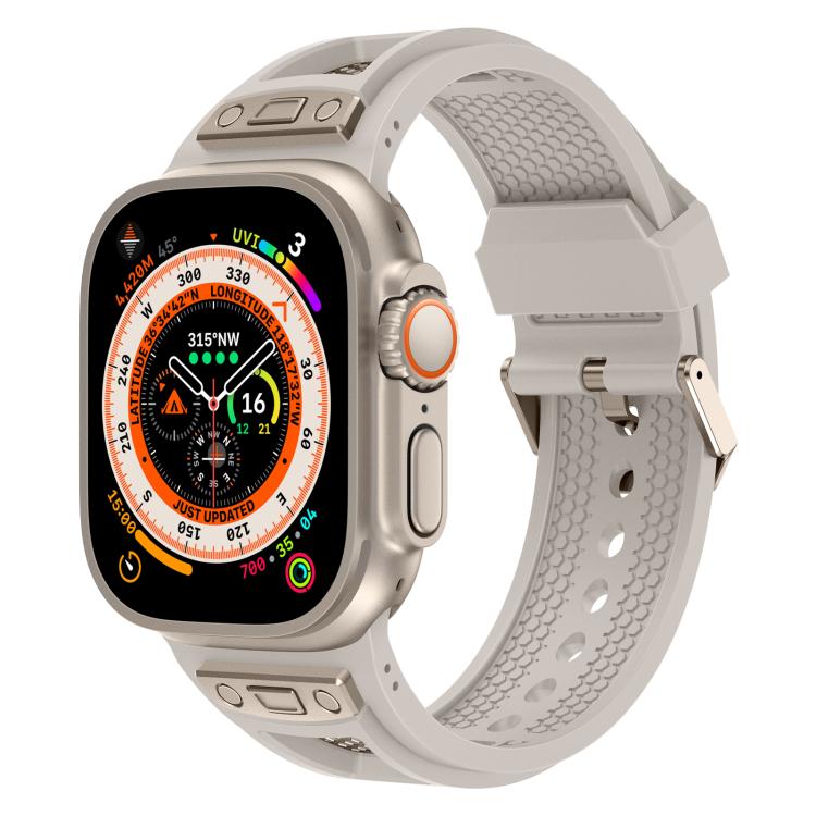 For Apple Watch 46mm / 49mm / 45mm / 44mm Kalebol Honeycomb TPU Titanium Mesh Strap(Starlight Titanium Net) by Kalebol