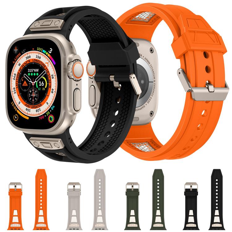 For Apple Watch 46mm / 49mm / 45mm / 44mm Kalebol Honeycomb TPU Titanium Mesh Strap(Starlight Titanium Net) by Kalebol