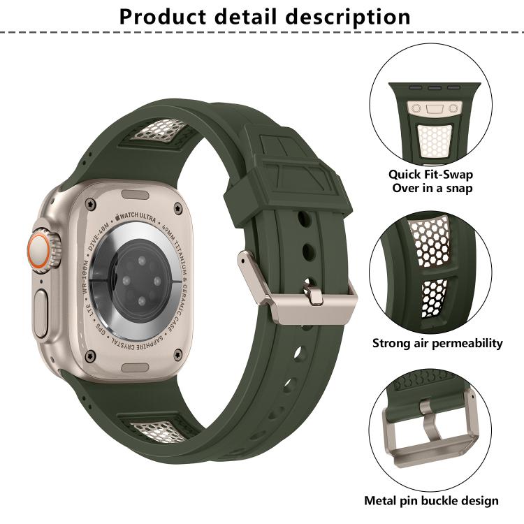 For Apple Watch 46mm / 49mm / 45mm / 44mm Kalebol Honeycomb TPU Titanium Mesh Strap(Starlight Titanium Net) by Kalebol