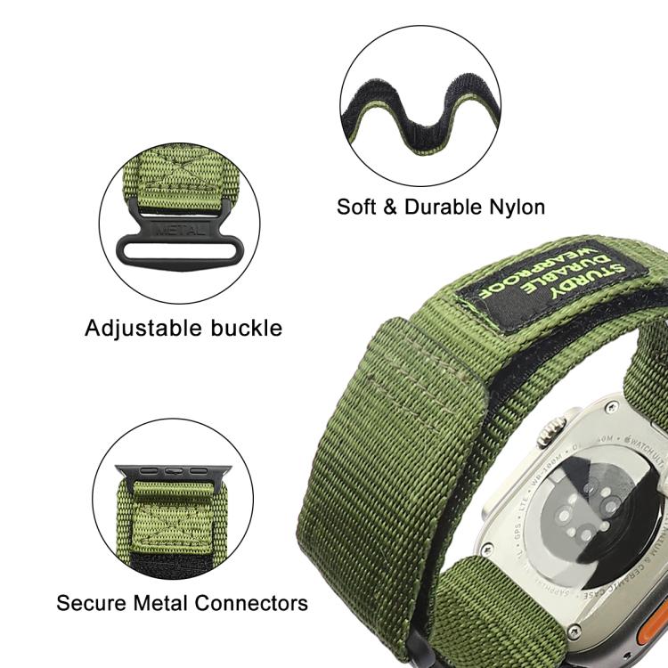 For Apple Watch 46mm / 49mm / 45mm / 44mm Kalebol Simple Two Section Nylon Strap(Army Green) by Kalebol
