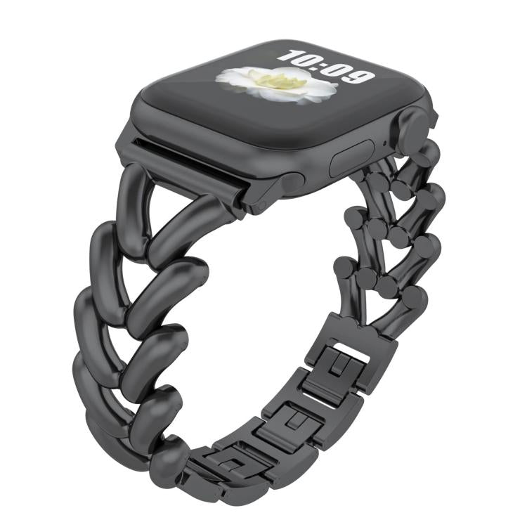 For Apple Watch 42mm / 41mm / 40mm / 38mm Kalebol V-shaped Zinc Alloy Strap(Black) by Kalebol