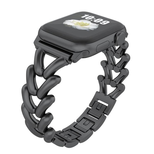 For Apple Watch 42mm / 41mm / 40mm / 38mm Kalebol V-shaped Zinc Alloy Strap(Black) by Kalebol