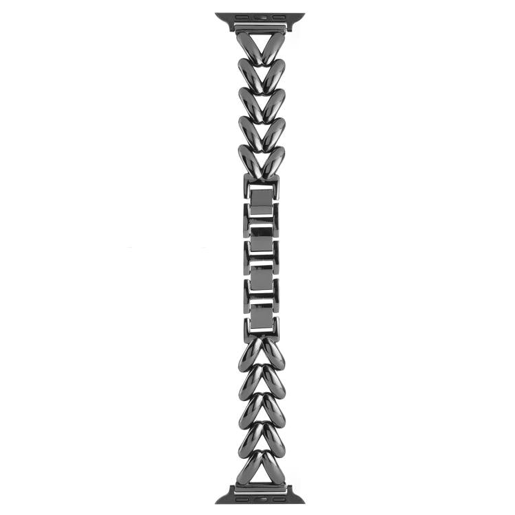 For Apple Watch 42mm / 41mm / 40mm / 38mm Kalebol V-shaped Zinc Alloy Strap(Black) by Kalebol