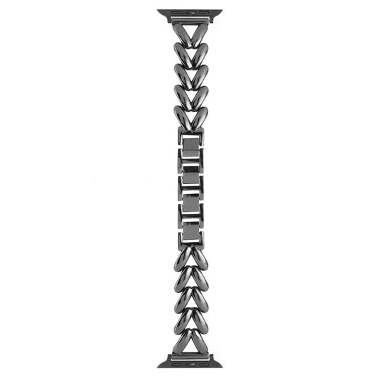 For Apple Watch 42mm / 41mm / 40mm / 38mm Kalebol V-shaped Zinc Alloy Strap(Black) by Kalebol