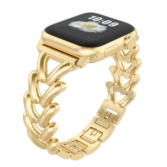 For Apple Watch 42mm / 41mm / 40mm / 38mm Kalebol V-shaped Zinc Alloy Strap(Gold) by Kalebol