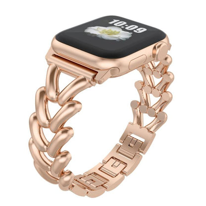 For Apple Watch 42mm / 41mm / 40mm / 38mm Kalebol V-shaped Zinc Alloy Strap(Rose Gold) by Kalebol