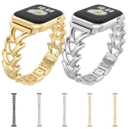 For Apple Watch 46mm / 49mm / 45mm / 44mm Kalebol V-shaped Zinc Alloy Strap(Silver) by Kalebol