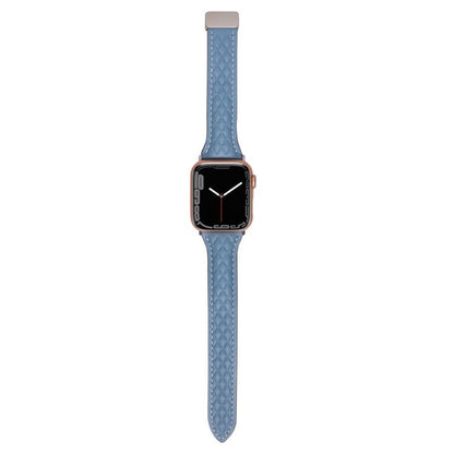 For Apple Watch 42mm / 41mm / 40mm / 38mm Kalebol Diamond Pattern Magnetic Buckle Leather Strap(Mist Blue) by Kalebol
