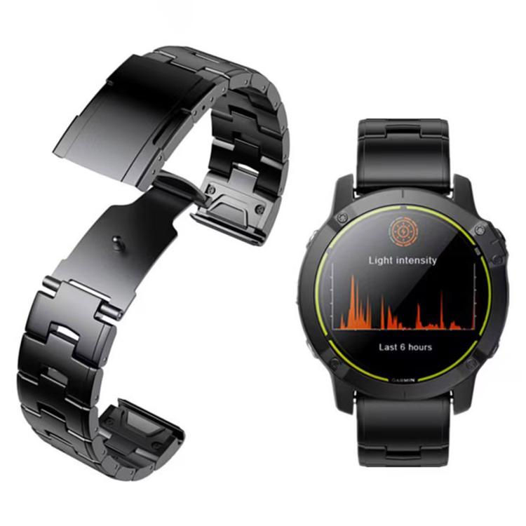 For Garmin Watch 22mm Oracle Titanium Alloy Watch Band(Black) by bashfashion