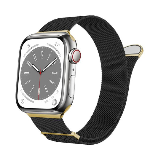 For Apple Watch 42mm / 41mm / 40mm / 38mm Kalebol Semi-round Tail Milan Stainless Steel Strap(Black Gold) by Kalebol