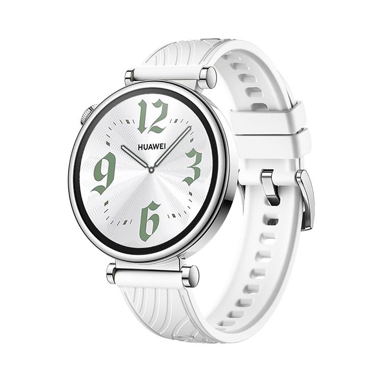 Kalebol 18mm Universal Textured Silicone Silver Buckle Strap(White) by Kalebol