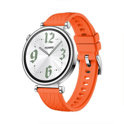 Kalebol 18mm Universal Textured Silicone Silver Buckle Strap(Orange) by Kalebol