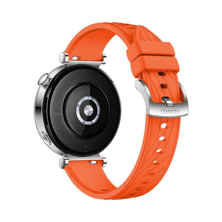 Kalebol 18mm Universal Textured Silicone Silver Buckle Strap(Orange) by Kalebol