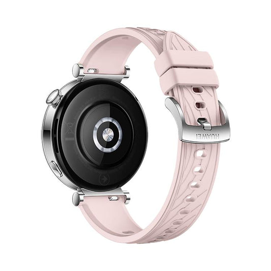 Kalebol 18mm Universal Textured Silicone Silver Buckle Strap(Pink) by Kalebol