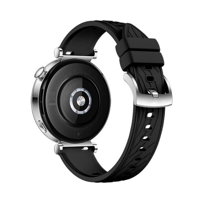 Kalebol 18mm Universal Textured Silicone Silver Buckle Strap(Black) by Kalebol