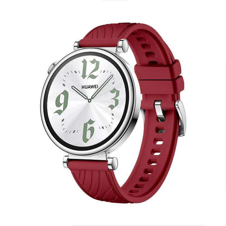 Kalebol 18mm Universal Textured Silicone Silver Buckle Strap(Red) by Kalebol