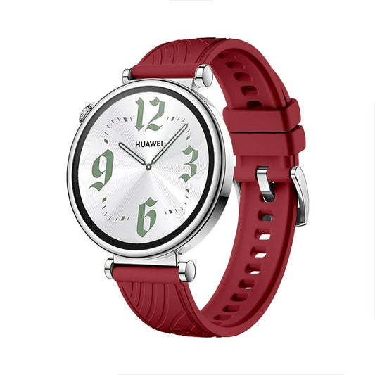 Kalebol 18mm Universal Textured Silicone Silver Buckle Strap(Red) by Kalebol