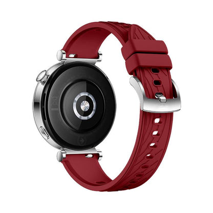Kalebol 18mm Universal Textured Silicone Silver Buckle Strap(Red) by Kalebol