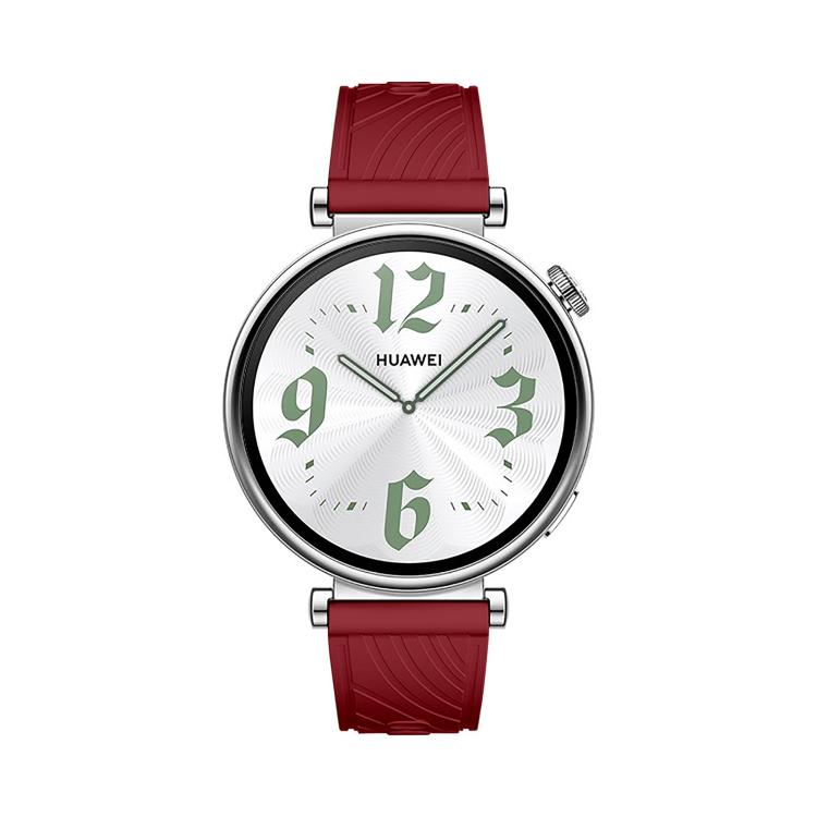 Kalebol 18mm Universal Textured Silicone Silver Buckle Strap(Red) by Kalebol